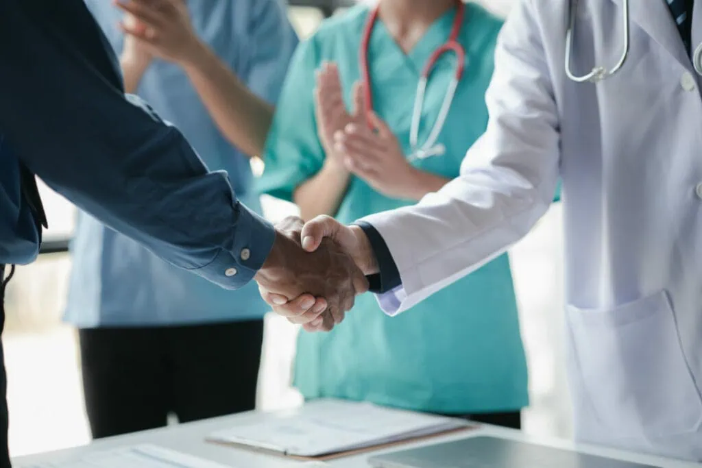 handshake at an office